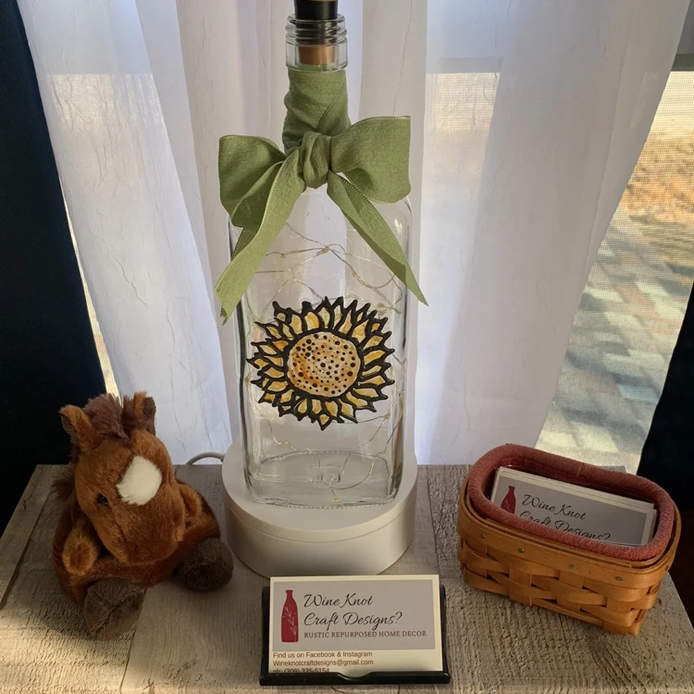 Hand Crafted Stained Glass Sunflower Bottle Lantern